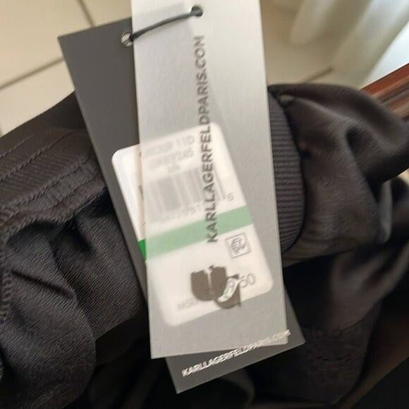 Karl Lagerfeld Satin Joggers Lace Trim Crepe Back Drawstring Waist Pants M - Picture 5 of 6